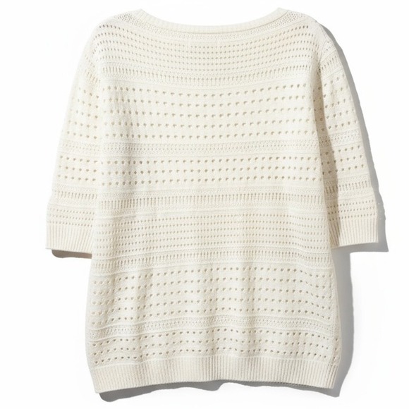Falconeri Luxury Vintage Knit Sweater Womens Scoop Neck Open Weave Cream Small - Picture 4 of 6